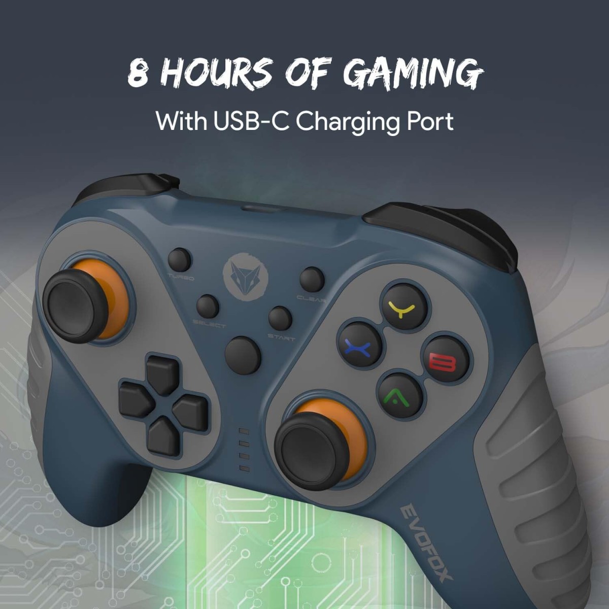 EvoFox Elite Ops Wireless Gamepad for Google/Android TV, 8+ Hrs Play, Zero Lag (12ft), USB Extender Included, Dusk Grey