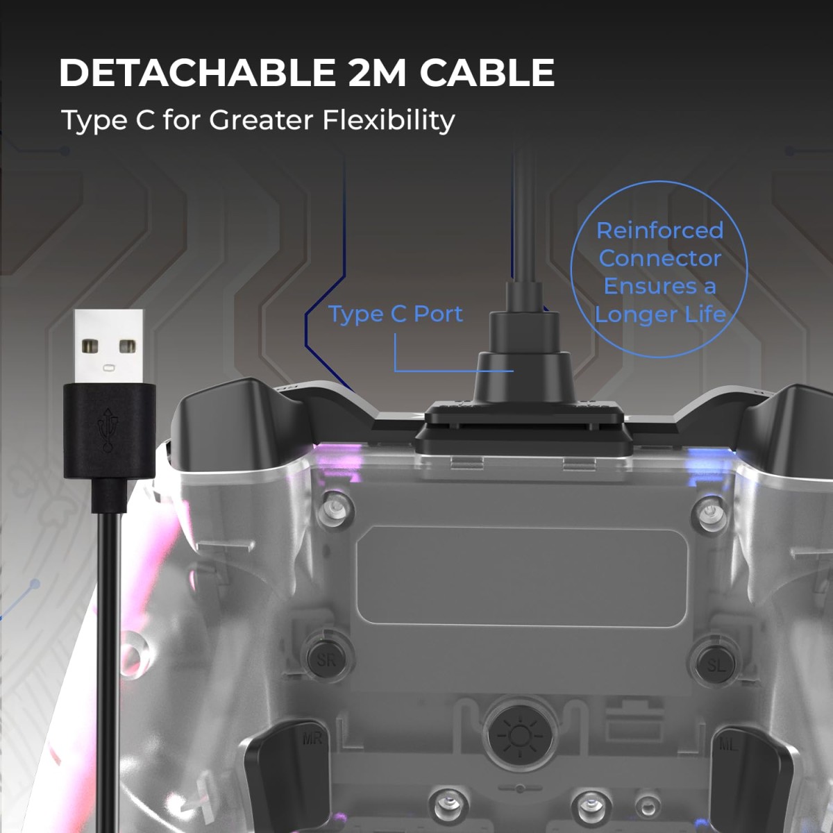 EvoFox Elite X Wireless Gamepad for PC, Macro Buttons, Adjustable Vibration, Turbo Mode, Analog Triggers, Low Latency, USB Extender, Blue Shell