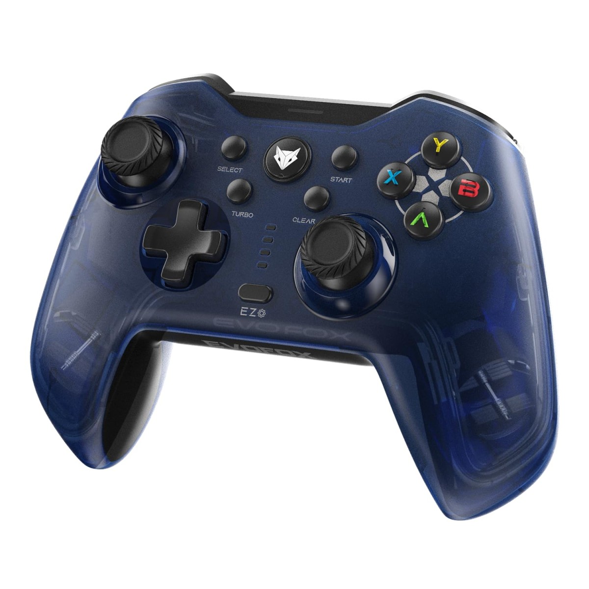 EvoFox Elite X Wireless Gamepad for PC, Macro Buttons, Adjustable Vibration, Turbo Mode, Analog Triggers, Low Latency, USB Extender, Blue Shell