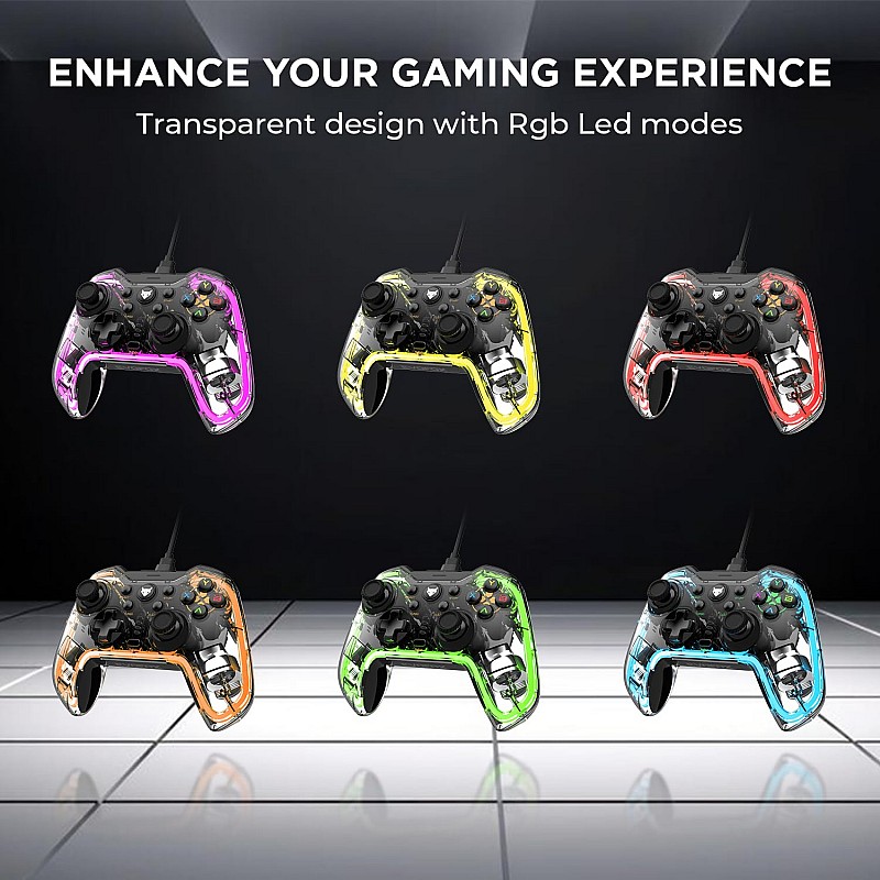 EvoFox Elite X Wireless Gamepad for PC with 2 Programmable Macro Back Buttons, Adjustable Dual Vibration Motors,Turbo Mode,Analog Triggers, High Precision joysticks,Low Latency Plug and Play,Free USB Extender,Translucent Shell Controller for pc (Blue)