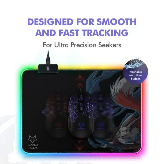 EvoFox Falcon LX35 Gaming Mouse Pad with 12 RGB Effects, Micro Textured Speed Surface, Non-Slip Rubber Base and Touch Controls 