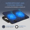 EvoFox Frost Laptop Cooling Pad with 125mm Silent Fans, 5 Adjustment Levels, Silicon Pads, Iron mesh and Blue LED Lights, 2 USB Ports, for Laptops up to 39.62 cm (15.6 inches) (Blue)