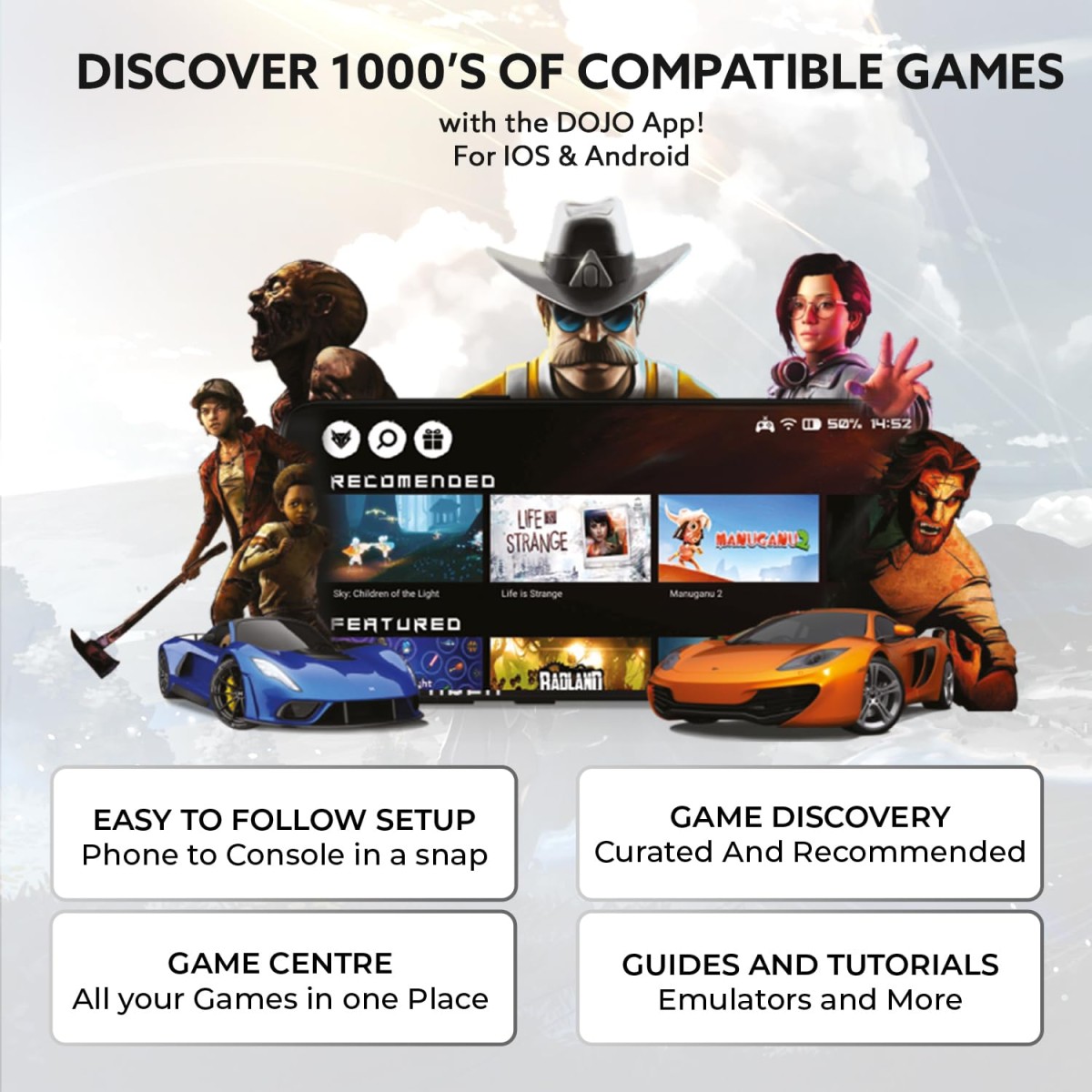 EvoFox Go Smartphone Bluetooth Mobile Gamepad for iPhones, iPads, and-Android-with-Android-Key-Map-mode-Dojo-App-and More (Grey)-