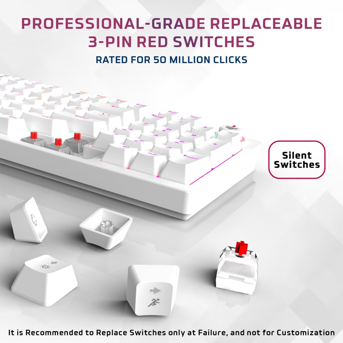 EvoFox Katana X2 FS Mechanical Gaming Keyboard | 3‑Pin Replaceable Silent Red Switches, Dynamic Backlighting, All Keys Anti‑Ghosting, Volume Knob, Copilot, Xbox Gamebar, Screenshot & More (White) EvoFox Katana X2 FS Mechanical Gaming Keyboard | 3‑Pin Replaceable Silent Red Switches, Dynamic Backlighting, All Keys Anti‑Ghosting, Volume Knob, Copilot, Xbox Gamebar, Screenshot & More (White)