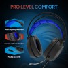 EvoFox Nebula RGB Gaming Headphones with Auto Adjusting Headband, Soft Leather Ear Cushions Cable (Blue Black)