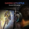 EvoFox Nebula RGB Gaming Headphones with Auto Adjusting Headband, Soft Leather Ear Cushions Cable (Blue Black)