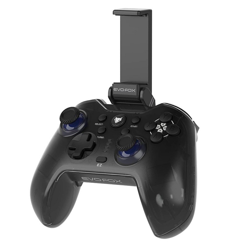 EvoFox One Universal Bluetooth Gamepad For PC, iOS, iPadOS, Android and PS4, Dynamic Rgb Lights, Transparent Design, Programable Buttons, Turbo Mode with The Dojo App, Detachable Mobile Clamp, and More