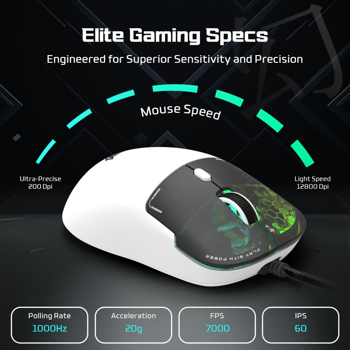 EvoFox Phantom Air Ultra Lightweight Gaming Mouse | Upto 1000Hz Polling Rate, 7000 FPS, 12800 DPI | Honeycomb RGB Lighting | Fully Programmable with Windows Software & On-Board Memory | White EvoFox Phantom Air Ultra Lightweight Gaming Mouse | Upto 1000Hz Polling Rate, 7000 FPS, 12800 DPI | Honeycomb RGB Lighting | Fully Programmable with Windows Software & On-Board Memory | White