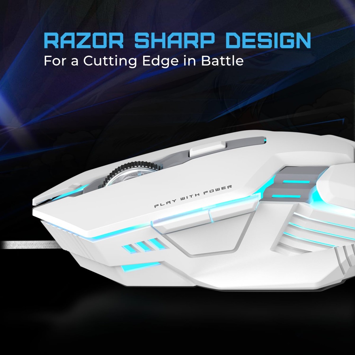 EvoFox Starter Series Spectre USB Wired Gaming Mouse | Upto 3600 DPI Gaming Sensor | 6 Buttons | Upto 7 Million Clicks | 7 Colours Rainbow Lighting with Breathing Effect | 1.5m Braided Cable (White) EvoFox Starter Series Spectre USB Wired Gaming Mouse | Upto 3600 DPI Gaming Sensor | 6 Buttons | Upto 7 Million Clicks | 7 Colours Rainbow Lighting with Breathing Effect | 1.5m Braided Cable (White)