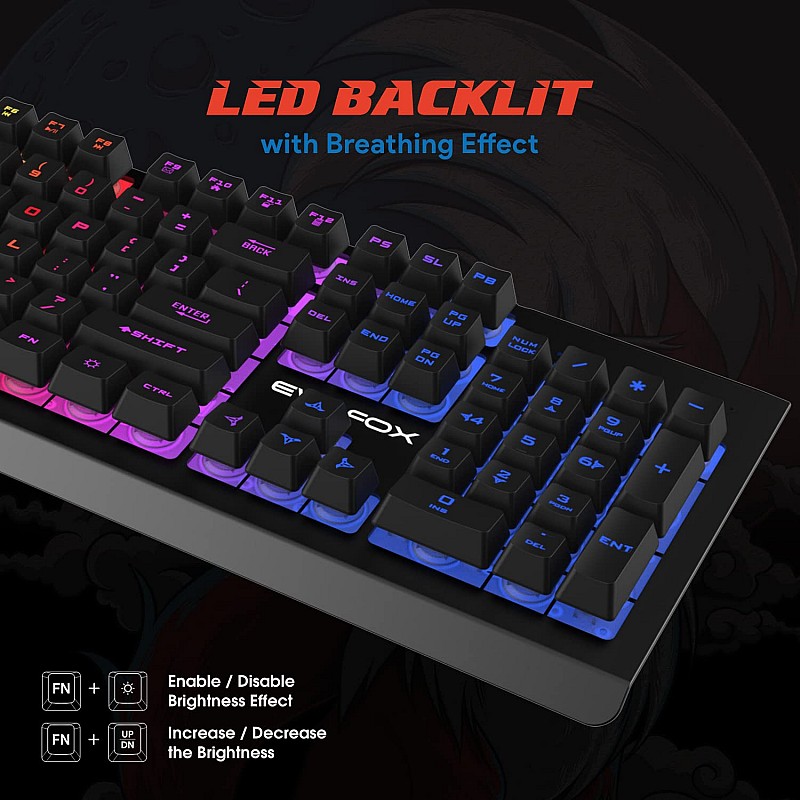 EvoFox Warhammer Full Size Gaming Keyboard with Breathing Effect LED Backlit (Black)