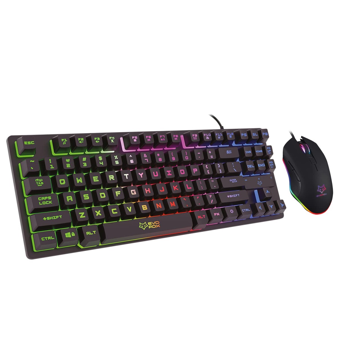 EvoFox X-Team Fireblade TKL Gaming Keyboard Combo with Breathing LED Effects 6 Button Spirit Mouse