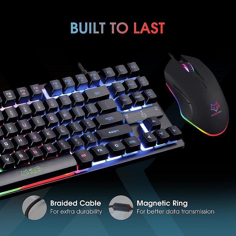 EvoFox X-Team Fireblade TKL Gaming Keyboard Combo with Breathing LED Effects 6 Button Spirit Mouse 