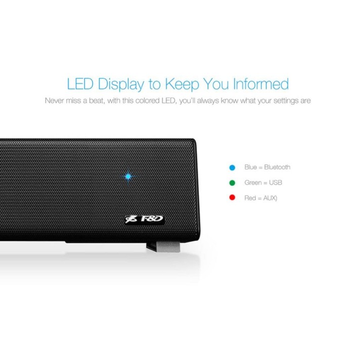 F&D 5W Wireless E200 Plus Sound Bar Speakers (Black)