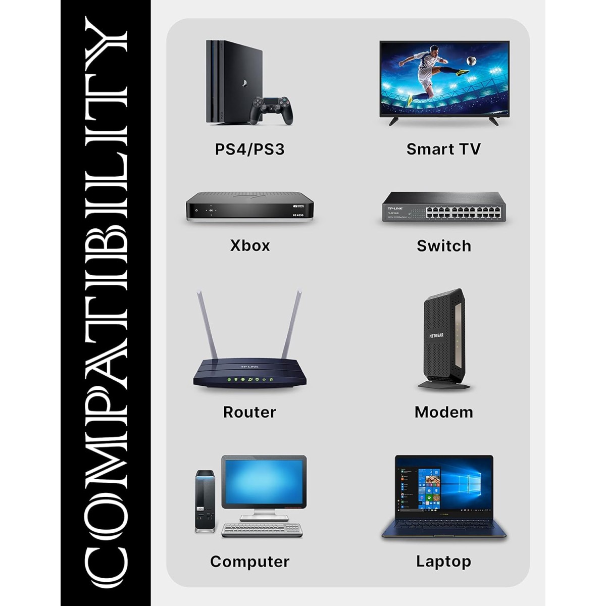 FEDUS Cat6 Ethernet Cable, 15 Meter High Speed 550MHZ / 10 Gigabit Speed UTP LAN Cable, Network Cable Internet Cable RJ45 Cable LAN Wire