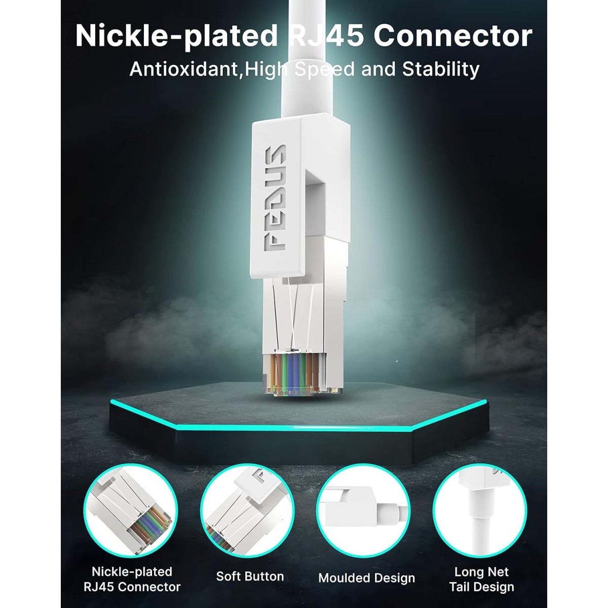 FEDUS Cat6 Ethernet Cable, 15 Meter High Speed 550MHZ / 10 Gigabit Speed UTP LAN Cable, Network Cable Internet Cable RJ45 Cable LAN Wire