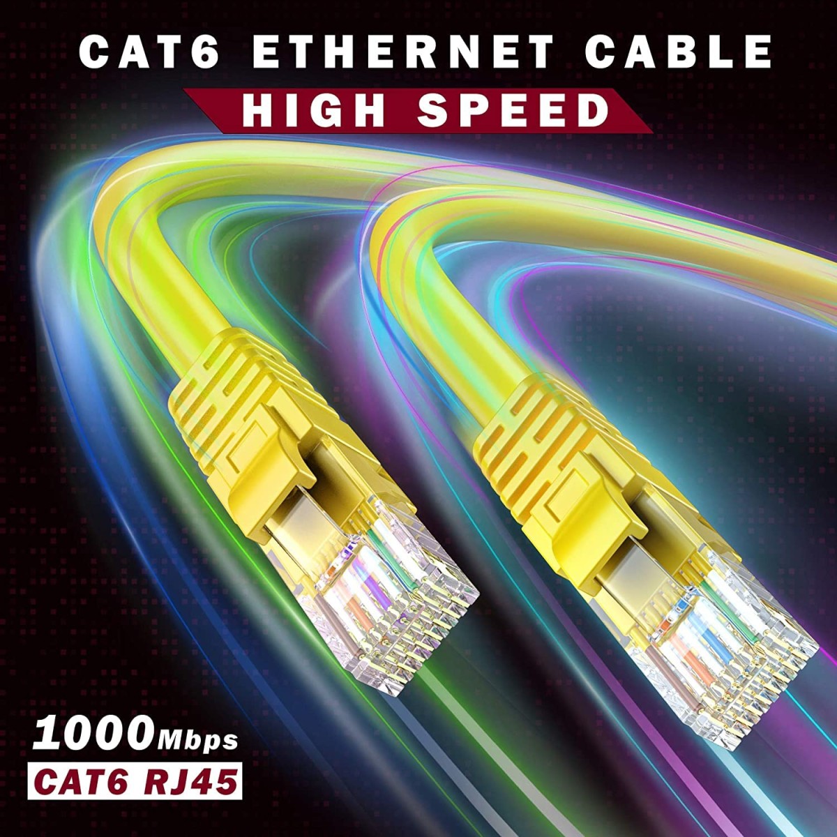 FEDUS Cat6 Ethernet Cable, 30 Meter High Speed 550MHZ/10 Gigabit Speed UTP LAN Cable, Network Cable Internet Cable RJ45 Cable LAN Wire Router Yellow