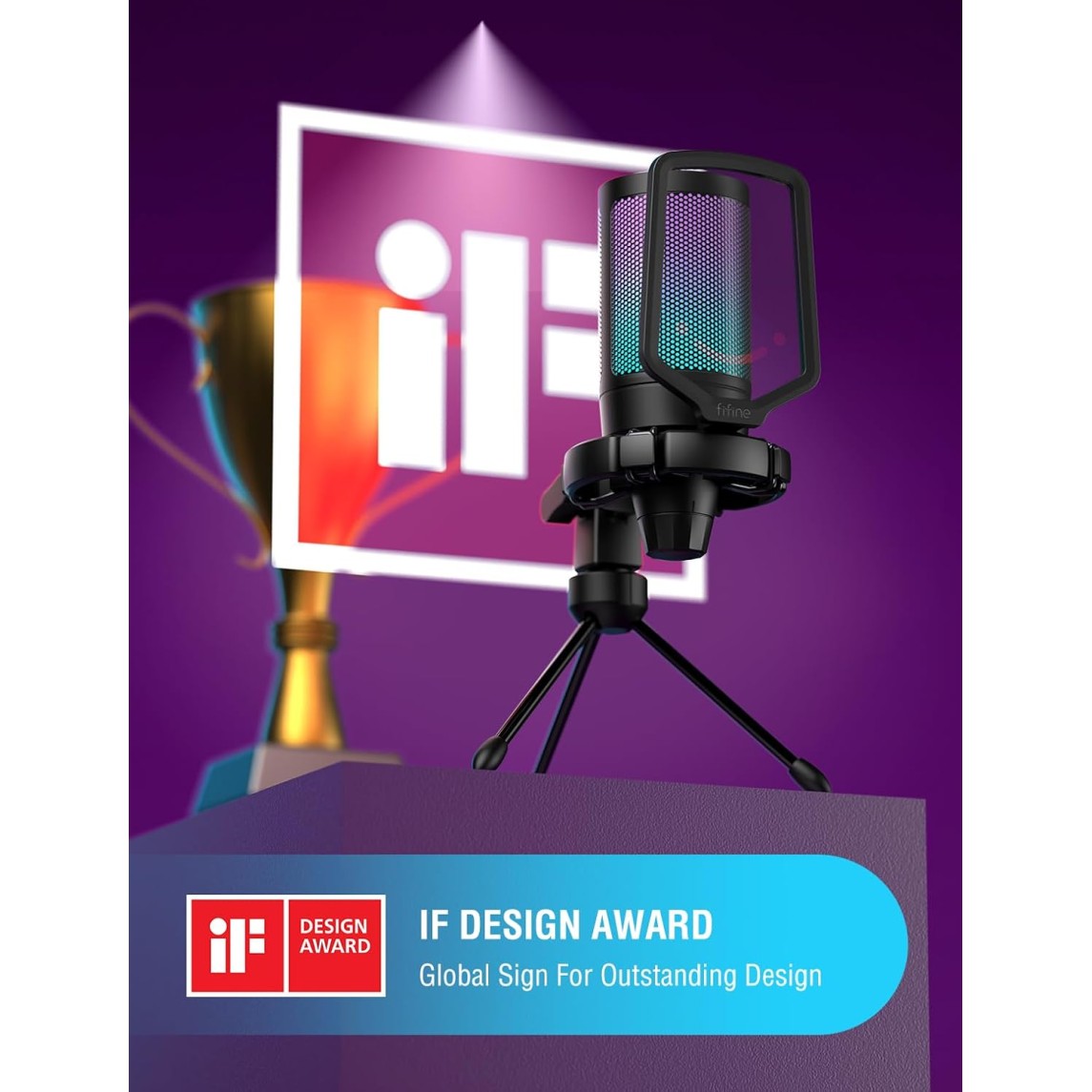 FIFINE A6V USB Gaming Condenser Microphone with RGB, Quick Mute, Pop Filter, Shock Mount & Gain Control – Ideal for PC, PS5, Streaming, Discord, Twitch, Podcasts & Videos|Black FIFINE A6V USB Gaming Condenser Microphone with RGB, Quick Mute, Pop Filter, Shock Mount & Gain Control – Ideal for PC, PS5, Streaming, Discord, Twitch, Podcasts & Videos|Black