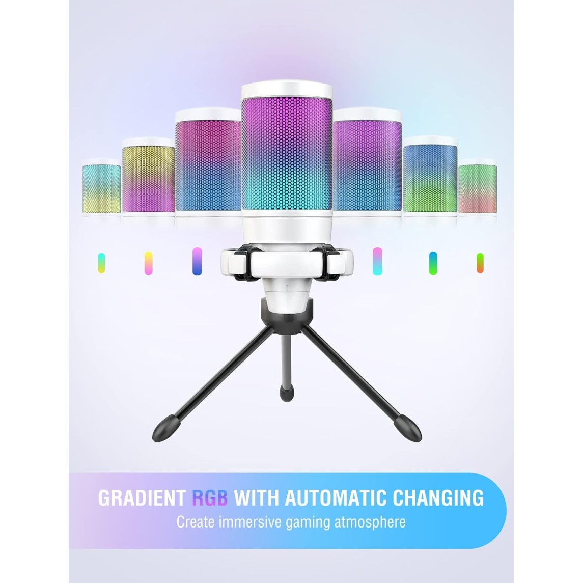 FIFINE AmpliGame A6V USB Microphone, PC Gaming Recording Desktop Laptop Mic, RGB Streaming Podcasting Condenser Mic for Online Game, Vocal, with Mute Button, Gain Knob, Tripod Stand- White FIFINE AmpliGame A6V USB Microphone, PC Gaming Recording Desktop Laptop Mic, RGB Streaming Podcasting Condenser Mic for Online Game, Vocal, with Mute Button, Gain Knob, Tripod Stand- White