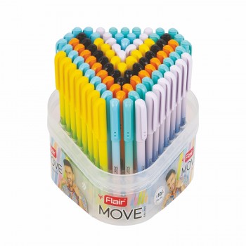 FLAIR Move Ball Pen | Attractive Matte Finish Pastel Body Colors | Effortless Writing With Sleek Clip Design | Blue and Black Ink, Set Of 100