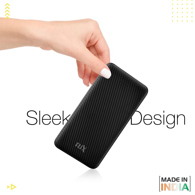 FLiX (Beetel) Decathon Slim 10,000 mAh Lithium Polymer Power Bank Type C Input and Output, Micro USB Port Input (Black)