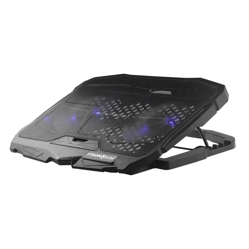 FRONTECH USB Powered Laptop Cooling Pad with LED Lights, 140mm Dual Fans, 5 Adjustment Levels, Super Silent, Iron Mesh, Suitable for Laptops Upto 15.6 Inches, Size - 39cmx28cmx2.9cm (CP-0005, Black)