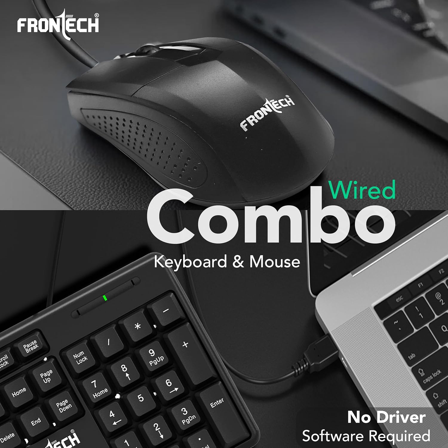 FRONTECH Wired Keyboard and Mouse Combo | Membrane Keys with ...