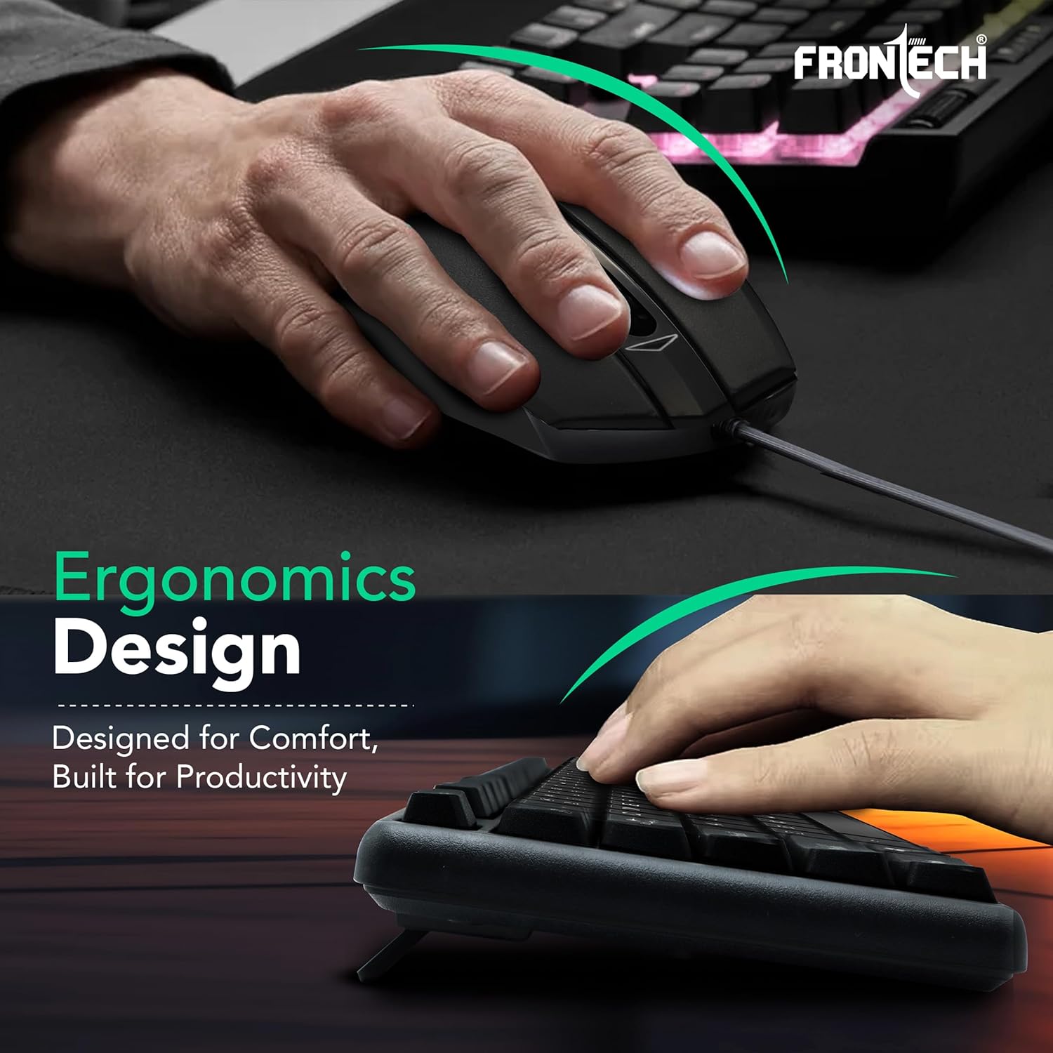 FRONTECH Wired Keyboard and Mouse Combo | Membrane Keys with ...