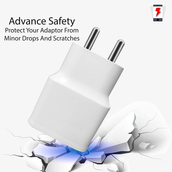 Fast Charger for vivo Y91 Power Adapter Like Wall Charger with 1 Meter USB Charging Data Cable (2.4 Amp, White)