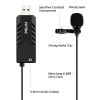 Fifine K053 USB Lavalier Cardioid Condenser Microphone with Clip-on and Sound Card for PC and MAC