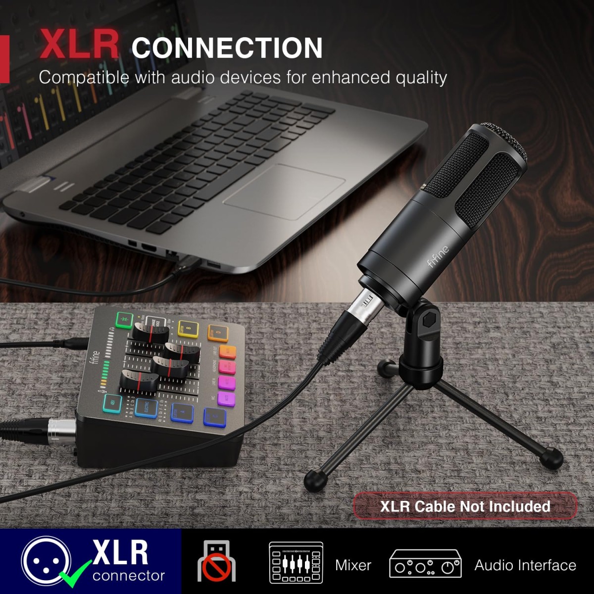 Fifine K669D XLR Dynamic Microphone, Vocal Podcast Microphone with Cardioid Pattern, Studio Metal Mic for Streaming Voice-Over Dubbing Video Recording, Black Fifine K669D XLR Dynamic Microphone, Vocal Podcast Microphone with Cardioid Pattern, Studio Metal Mic for Streaming Voice-Over Dubbing Video Recording, Black
