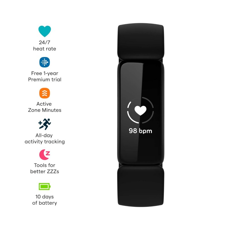 Fitbit Inspire 2 Health & Fitness Tracker with a Free 1-Year Premium Trial, 24/7 Heart Rate, Black/Black, One Size (S & L Bands Included) Fitbit Inspire 2 Health & Fitness Tracker with a Free 1-Year Premium Trial, 24/7 Heart Rate, Black/Black, One Size (S & L Bands Included)