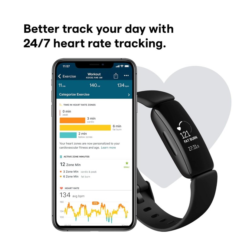 Fitbit Inspire 2 Health & Fitness Tracker with a Free 1-Year Premium Trial, 24/7 Heart Rate, Black/Black, One Size (S & L Bands Included) Fitbit Inspire 2 Health & Fitness Tracker with a Free 1-Year Premium Trial, 24/7 Heart Rate, Black/Black, One Size (S & L Bands Included)