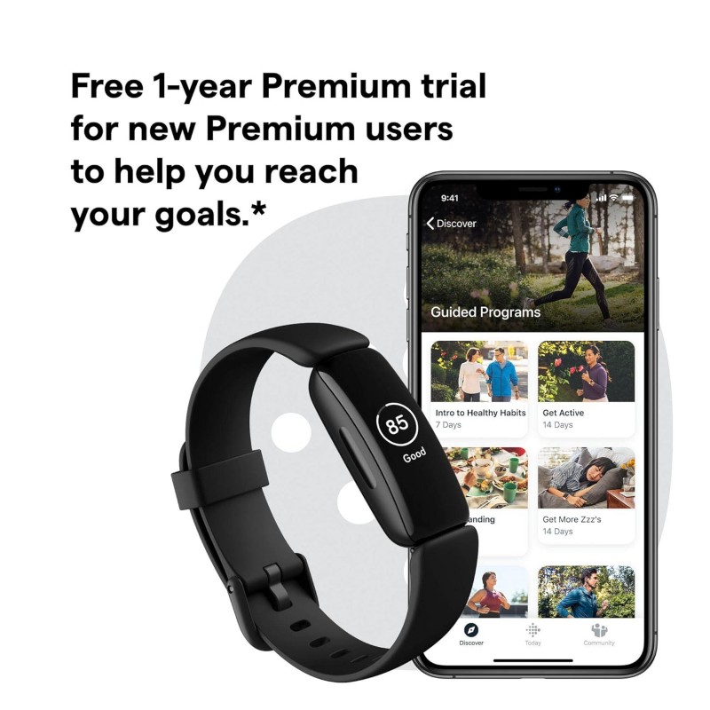 Fitbit Inspire 2 Health & Fitness Tracker with a Free 1-Year Premium Trial, 24/7 Heart Rate, Black/Black, One Size (S & L Bands Included) Fitbit Inspire 2 Health & Fitness Tracker with a Free 1-Year Premium Trial, 24/7 Heart Rate, Black/Black, One Size (S & L Bands Included)