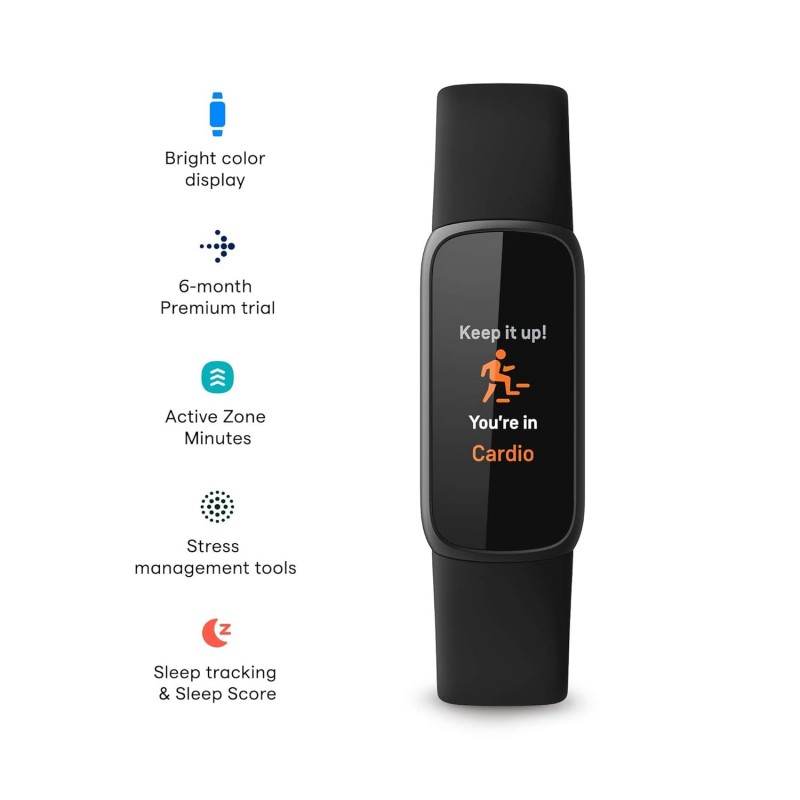 Fitbit Luxe Fitness and Wellness Tracker with Stress Management, Sleep Tracking and 24/7 Heart Rate, Black/Graphite, One Size (S & L Bands Included) Fitbit Luxe Fitness and Wellness Tracker with Stress Management, Sleep Tracking and 24/7 Heart Rate, Black/Graphite, One Size (S & L Bands Included)