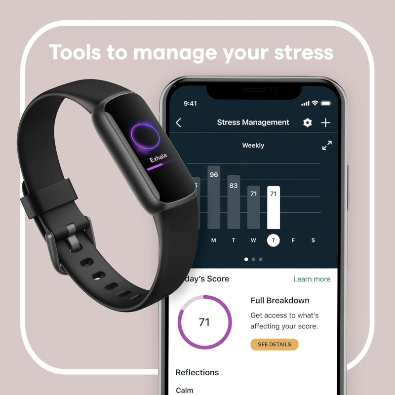 Fitbit Luxe Fitness and Wellness Tracker with Stress Management, Sleep Tracking and 24/7 Heart Rate, Black/Graphite, One Size (S & L Bands Included) Fitbit Luxe Fitness and Wellness Tracker with Stress Management, Sleep Tracking and 24/7 Heart Rate, Black/Graphite, One Size (S & L Bands Included)