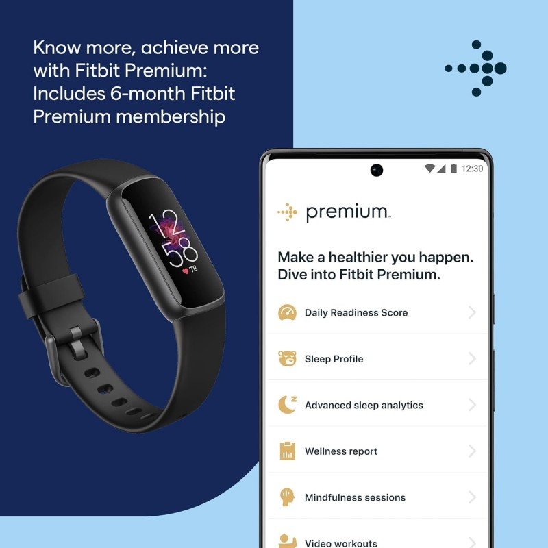 Fitbit Luxe Fitness and Wellness Tracker with Stress Management, Sleep Tracking and 24/7 Heart Rate, Black/Graphite, One Size (S & L Bands Included) Fitbit Luxe Fitness and Wellness Tracker with Stress Management, Sleep Tracking and 24/7 Heart Rate, Black/Graphite, One Size (S & L Bands Included)