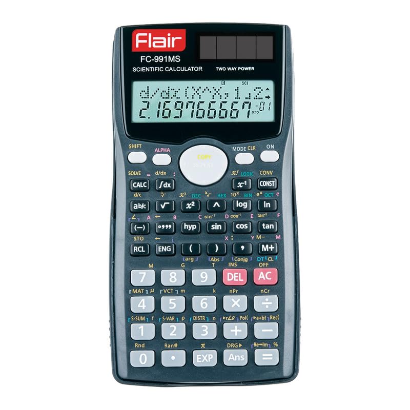 Flair FC-991 MS Scientific Calculator | 401 Functions with 40 Scientific Calculations | Two Line Display | Matrix & Vector Calculations | Two Way Power | 10 + 2 Digits Calculator | Black, Pack of 1 Flair FC-991 MS Scientific Calculator | 401 Functions with 40 Scientific Calculations | Two Line Display | Matrix & Vector Calculations | Two Way Power | 10 + 2 Digits Calculator | Black, Pack of 1