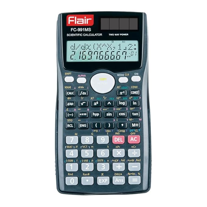 Flair FC-991 MS Scientific Calculator | 401 Functions with 40 Scientific Calculations | Two Line Display | Matrix & Vector Calculations | Two Way Power | 10 + 2 Digits Calculator | Black, Pack of 1 Flair FC-991 MS Scientific Calculator | 401 Functions with 40 Scientific Calculations | Two Line Display | Matrix & Vector Calculations | Two Way Power | 10 + 2 Digits Calculator | Black, Pack of 1