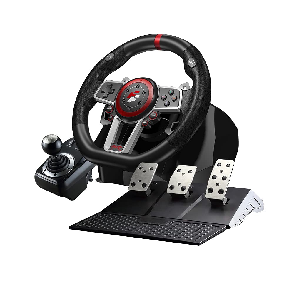 Flashfire Suzuka 900R Racing Wheel Set With Clutch pedals and H-shifter for PC, PS3, PS4, Xbox 360, XBOX ONE and Nintendo Switch(Es900R)