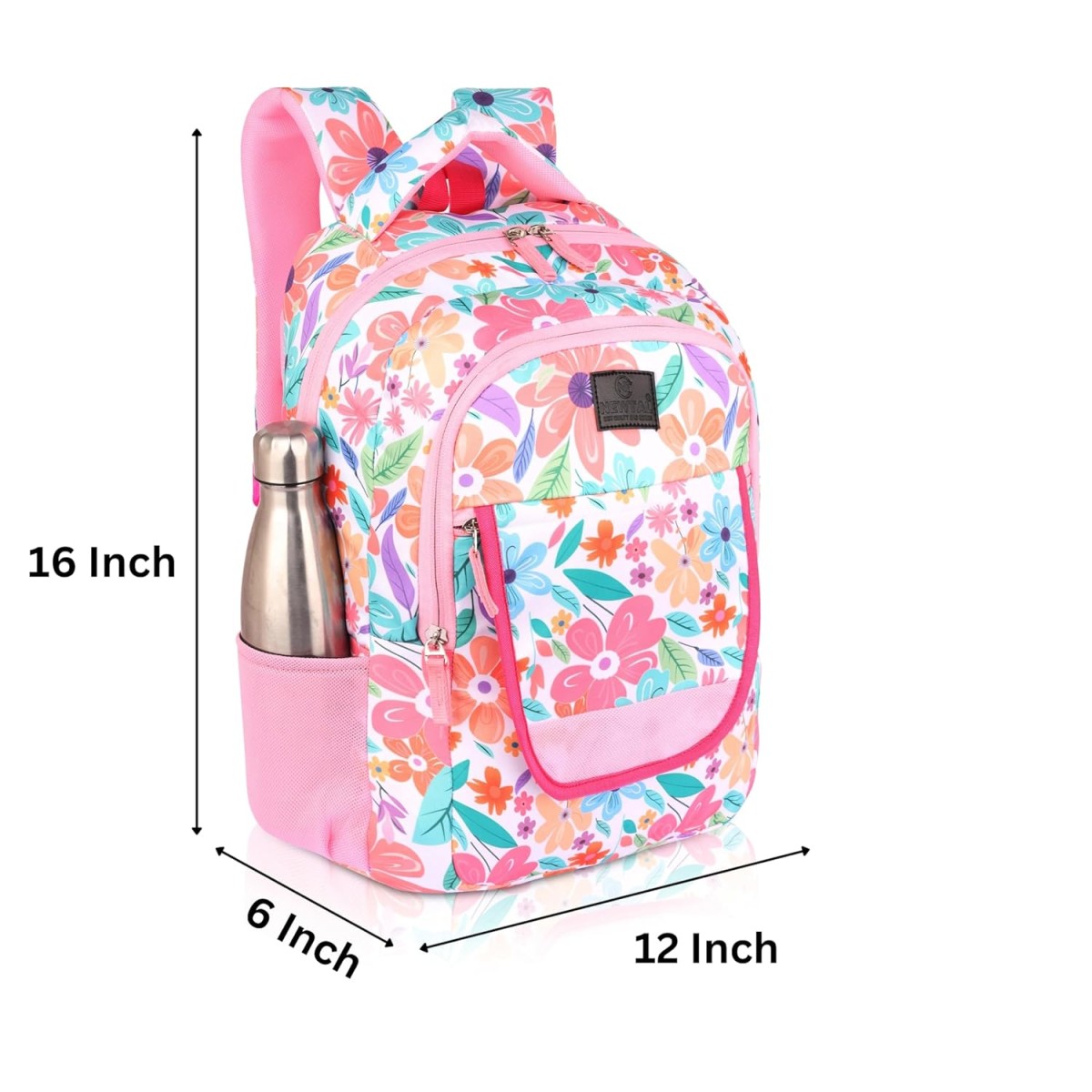 Spring Floral Printed School 32 L बैकपैक (गुलाबी)