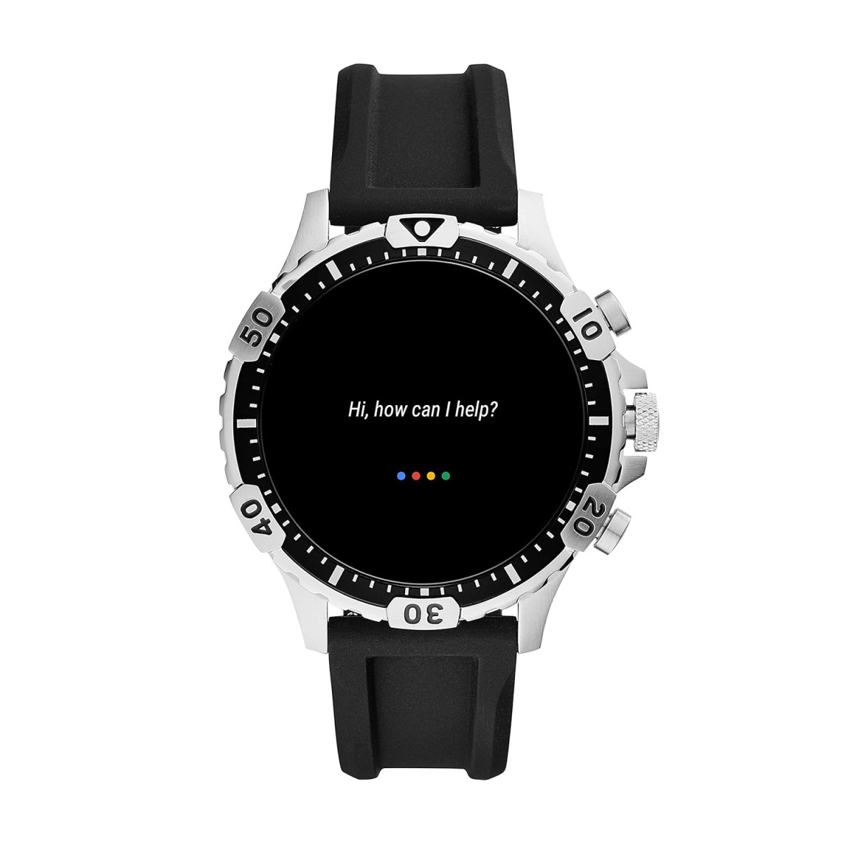 Fossil Gen 5 (46mm, black) Garrett Silicone Touchscreen Men's Smartwatch with Speaker, Heart Rate, GPS, Music storage and Smartphone Notifications - FTW4041