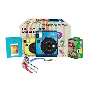 Fujifilm Instax Mini 70 Travel Box Combo Offer (Blue Camera + Twin Film Pack + Marker + Scrap Book + Neck Strap + Masking Tape)