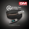 G+ PD 100W Data CC Cable,Type-C to Type-C Fast Charging Cord | LED Digital Display of Power Output and Tough Fiber Braided Cord