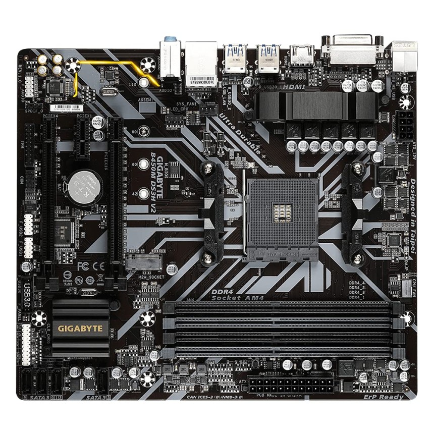 GIGABYTE AMD B450M DS3H V2 Ultra Durable Motherboard with Digital VRM Solution GIGABYTE Gaming LAN and Bandwidth Management Motherboard GIGABYTE AMD B450M DS3H V2 Ultra Durable Motherboard with Digital VRM Solution GIGABYTE Gaming LAN and Bandwidth Management Motherboard