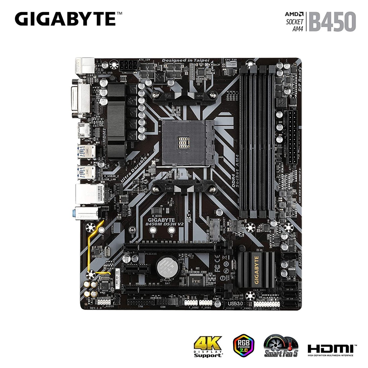 GIGABYTE AMD B450M DS3H V2 Ultra Durable Motherboard with Digital VRM Solution GIGABYTE Gaming LAN and Bandwidth Management Motherboard GIGABYTE AMD B450M DS3H V2 Ultra Durable Motherboard with Digital VRM Solution GIGABYTE Gaming LAN and Bandwidth Management Motherboard
