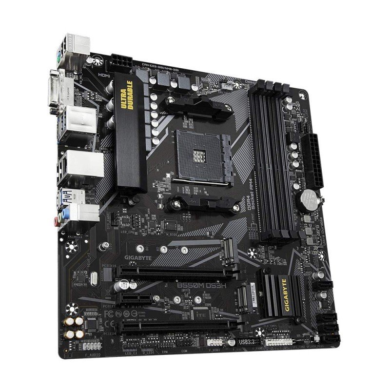 GIGABYTE B550M Ds3H Ultra Durable Micro ATX Motherboard with Pure Digital Vrm Solution, Pcie 4.0 X16 Slot, RGB Fusion 2.0, Q-Flash Plus, Ddr4 Sdram GIGABYTE B550M Ds3H Ultra Durable Micro ATX Motherboard with Pure Digital Vrm Solution, Pcie 4.0 X16 Slot, RGB Fusion 2.0, Q-Flash Plus, Ddr4 Sdram