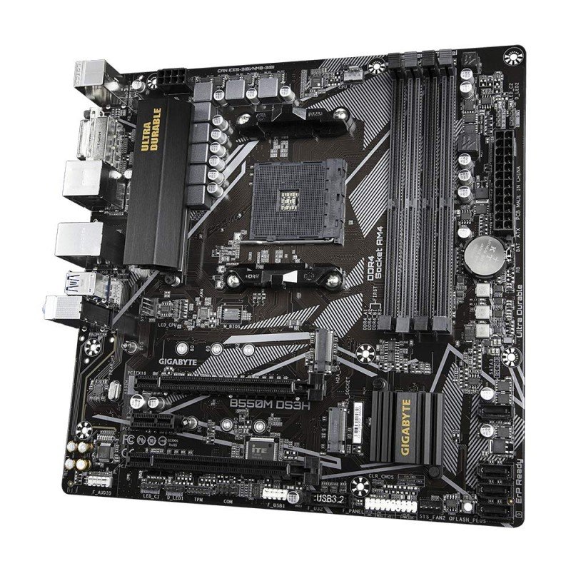 GIGABYTE B550M Ds3H Ultra Durable Micro ATX Motherboard with Pure Digital Vrm Solution, Pcie 4.0 X16 Slot, RGB Fusion 2.0, Q-Flash Plus, Ddr4 Sdram GIGABYTE B550M Ds3H Ultra Durable Micro ATX Motherboard with Pure Digital Vrm Solution, Pcie 4.0 X16 Slot, RGB Fusion 2.0, Q-Flash Plus, Ddr4 Sdram