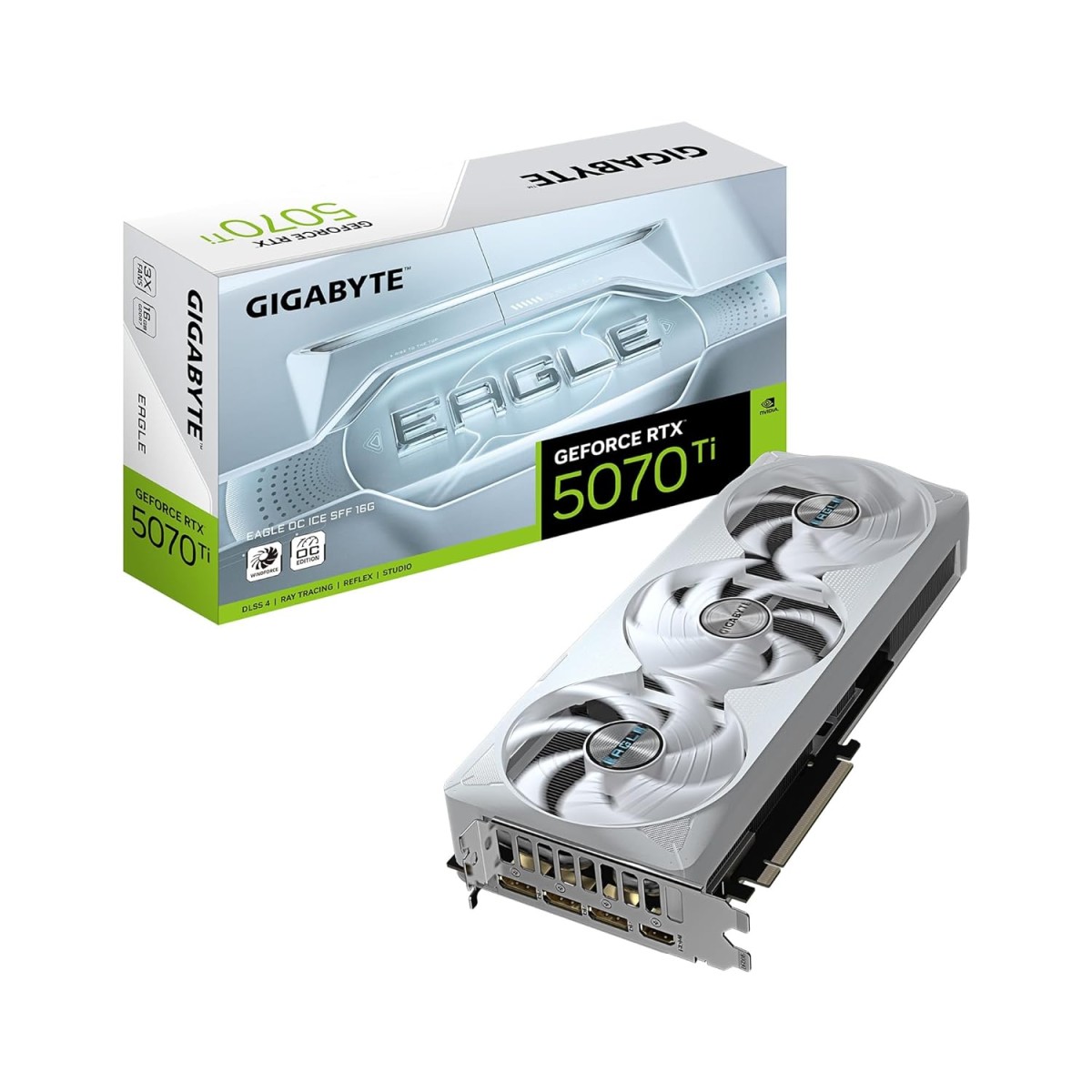 GIGABYTE GeForce RTX 5070 Ti Eagle OC ICE SFF 16G Graphics Card, 16GB 256-bit GDDR7, PCIe 5.0, WINDFORCE Cooling System, GV-N507TEAGLEOC ICE-16GD Video Card GIGABYTE GeForce RTX 5070 Ti Eagle OC ICE SFF 16G Graphics Card, 16GB 256-bit GDDR7, PCIe 5.0, WINDFORCE Cooling System, GV-N507TEAGLEOC ICE-16GD Video Card