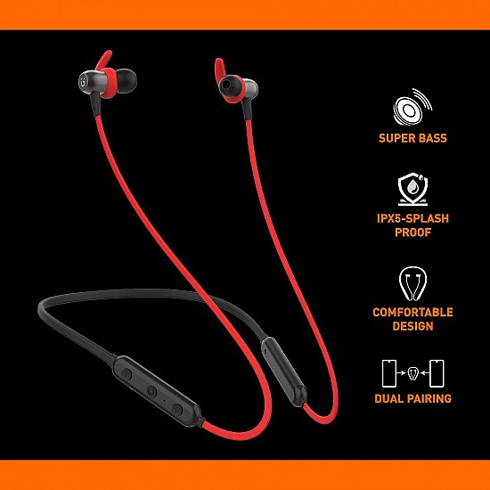 GIONEE Trance 103 Wireless in Ear Neckband Headphone with Mic (Red)