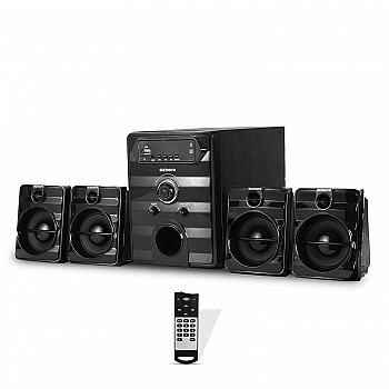 GIZMORE GIZ Squad 4112 Pro Home Entertainment 40 Watt & High BASS Multi Connectivity Bluetooth, AUX, USB, FM Radio & Micro SD Card 4.1 Channel Multimedia Speaker with Remote Control, Black